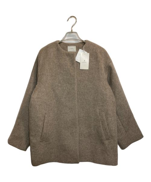 green label relaxing（グリーンレーベルリラクシング）green label relaxing (グリーンレーベルリラクシング) アンゴラビーバーノーカラーミドルコート ベージュ サイズ:38の古着・服飾アイテム