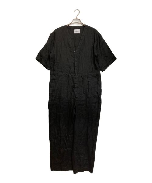 solamonat poche（ソラモナ ポッシェ）solamonat poche (ソラモナ ポッシェ) リネンオールインワン ブラック サイズ:不明（実寸サイズをご確認下さい）の古着・服飾アイテム