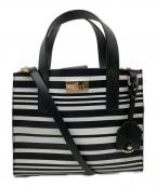 Kate Spadeケイトスペード）の古着「ボーダー2WAYバッグ」｜ブラック×ホワイト