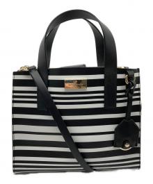 Kate Spade（ケイトスペード）の古着「ボーダー2WAYバッグ」｜ブラック×ホワイト