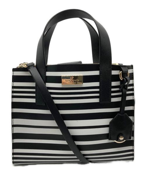 Kate Spade（ケイトスペード）Kate Spade (ケイトスペード) ボーダー2WAYバッグ ブラック×ホワイトの古着・服飾アイテム