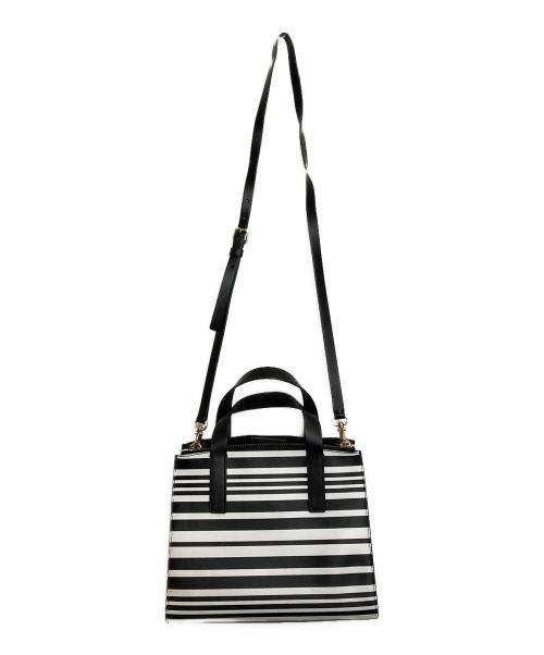 Kate Spade（ケイトスペード）Kate Spade (ケイトスペード) ボーダー2WAYバッグ ブラック×ホワイトの古着・服飾アイテム
