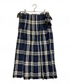 O'NEIL OF DUBLINオニールオブダブリン）の古着「リネンチェックスカート」｜ネイビー×ホワイト
