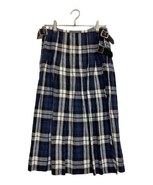 O'NEIL OF DUBLIN（オニールオブダブリン）O'NEIL OF DUBLIN (オニールオブダブリン) リネンチェックスカート ネイビー×ホワイト サイズ:Sの古着・服飾アイテム