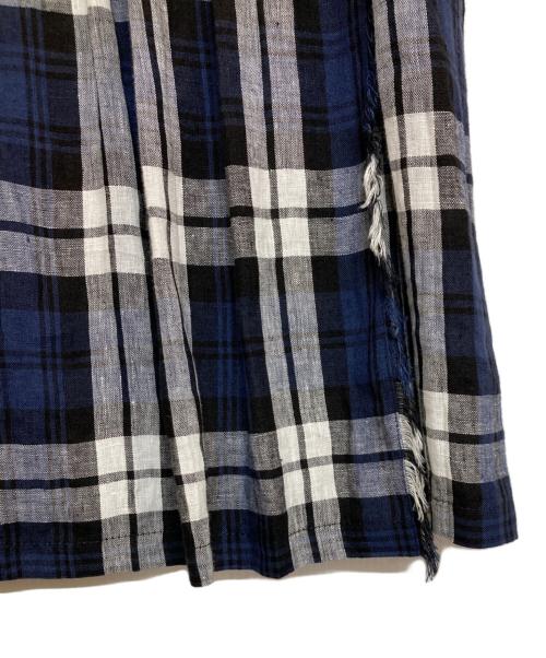 O'NEIL OF DUBLIN（オニールオブダブリン）O'NEIL OF DUBLIN (オニールオブダブリン) リネンチェックスカート ネイビー×ホワイト サイズ:Sの古着・服飾アイテム
