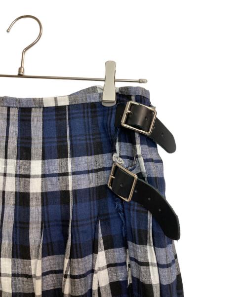 O'NEIL OF DUBLIN（オニールオブダブリン）O'NEIL OF DUBLIN (オニールオブダブリン) リネンチェックスカート ネイビー×ホワイト サイズ:Sの古着・服飾アイテム