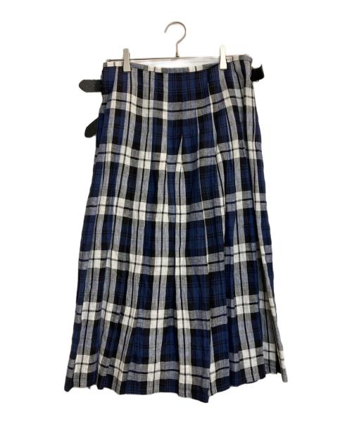 O'NEIL OF DUBLIN（オニールオブダブリン）O'NEIL OF DUBLIN (オニールオブダブリン) リネンチェックスカート ネイビー×ホワイト サイズ:Sの古着・服飾アイテム
