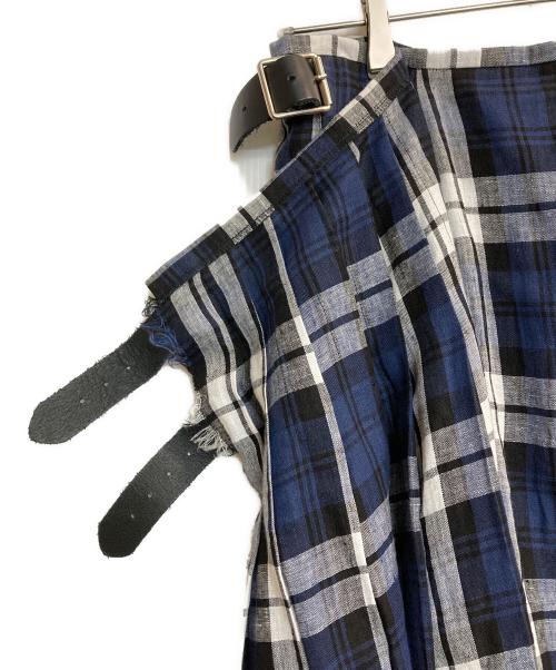 O'NEIL OF DUBLIN（オニールオブダブリン）O'NEIL OF DUBLIN (オニールオブダブリン) リネンチェックスカート ネイビー×ホワイト サイズ:Sの古着・服飾アイテム