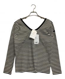 Le minor×Noble（ルミノア×ノーブル）の古着「ボーダーカットソー」｜ブラック×アイボリー