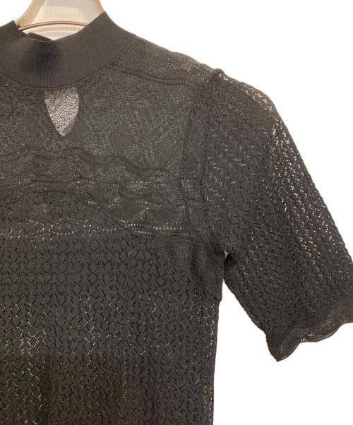 CASA FLINE（カーサフライン）CASA FLINE (カーサフライン) オーガニックコットンレースニットドレス ブラック サイズ:Ｆの古着・服飾アイテム