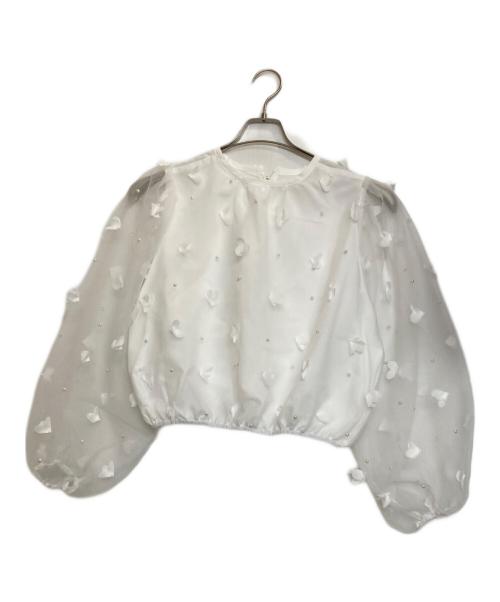HIAND（ハイアンド）HIAND (ハイアンド) チュールブラウス ホワイト サイズ:Ｆの古着・服飾アイテム