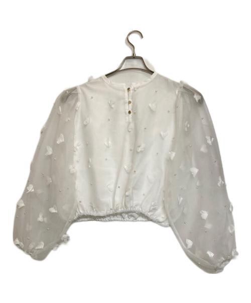 HIAND（ハイアンド）HIAND (ハイアンド) チュールブラウス ホワイト サイズ:Ｆの古着・服飾アイテム