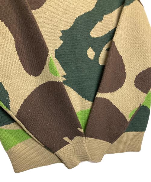 A BATHING APE（ア ベイシング エイプ）A BATHING APE (ア ベイシング エイプ) MEGA ABC CAMO KNIT CREWNECK SWEATSHIRT / メガカモニットクルーネック ブラウン×カーキ サイズ:Lの古着・服飾アイテム