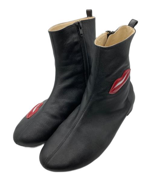 repetto（レペット）Repetto (レペット) リップモチーフローヒールブーツ ブラック サイズ:39の古着・服飾アイテム