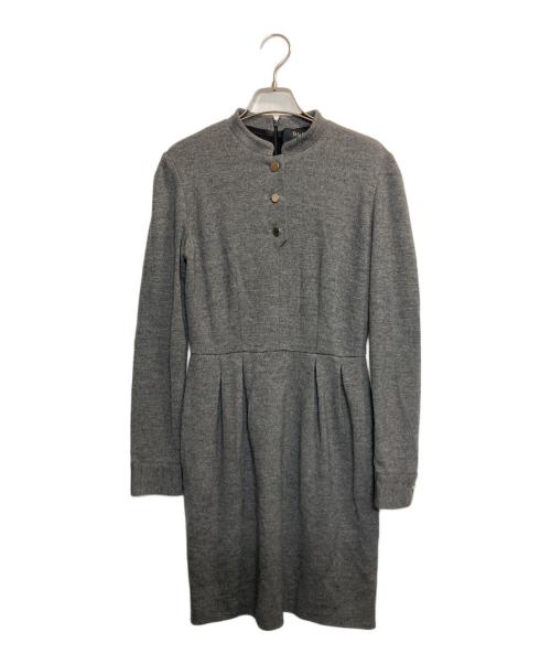 GUCCI（グッチ）GUCCI (グッチ) スタンドネックタックウールミニワンピース グレー サイズ:Sの古着・服飾アイテム