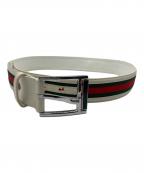 GUCCIグッチ）の古着「レザーベルト」｜グリーン×レッド