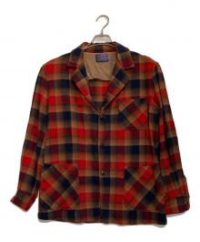PENDLETON（ペンドルトン）の古着「ウールオープンカラーシャツ」｜ネイビー×レッド