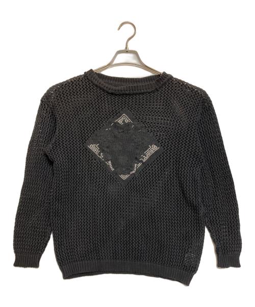 VERSACE（ヴェルサーチェ）VERSACE (ヴェルサーチェ) フロント刺繍ニット ブラック サイズ:不明（実寸サイズをご確認下さい）の古着・服飾アイテム