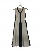 Snidelスナイデル）の古着「サイドプリーツバイカラーワンピ」｜グレー×ブラック