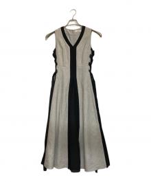 Snidel（スナイデル）の古着「サイドプリーツバイカラーワンピ」｜グレー×ブラック