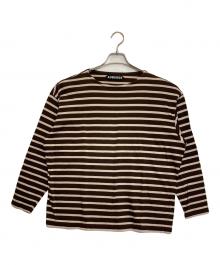 AUBERGE（オーベルジュ）の古着「ボーダーカットソー」｜ブラウン×ベージュ