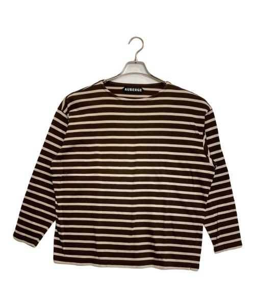 AUBERGE（オーベルジュ）AUBERGE (オーベルジュ) ボーダーカットソー ブラウン×ベージュ サイズ:40の古着・服飾アイテム
