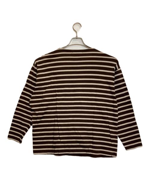 AUBERGE（オーベルジュ）AUBERGE (オーベルジュ) ボーダーカットソー ブラウン×ベージュ サイズ:40の古着・服飾アイテム