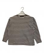 AUBERGEオーベルジュ）の古着「ボーダーカットソー」｜ブラウン×ホワイト