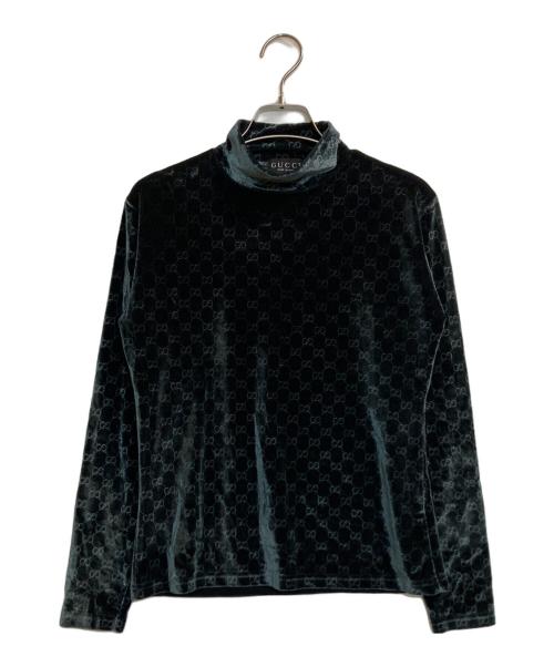 GUCCI（グッチ）GUCCI (グッチ) GG柄スタンドネックベロアカットソー ネイビー サイズ:-の古着・服飾アイテム