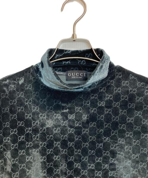GUCCI（グッチ）GUCCI (グッチ) GG柄スタンドネックベロアカットソー ネイビー サイズ:-の古着・服飾アイテム