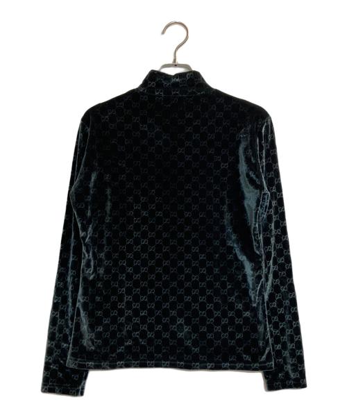 GUCCI（グッチ）GUCCI (グッチ) GG柄スタンドネックベロアカットソー ネイビー サイズ:-の古着・服飾アイテム