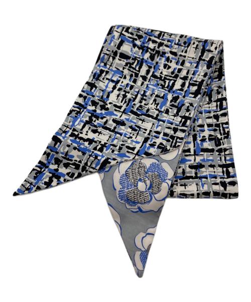 CHANEL（シャネル）CHANEL (シャネル) ロゴフラワープリントスカーフ グレーの古着・服飾アイテム
