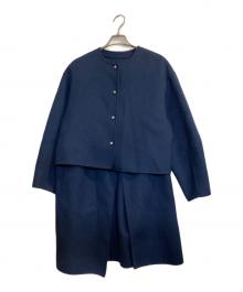 BEAUTY&YOUTH（ビューティーアンドユース）の古着「ジレセットノーカラーコート」｜ネイビー
