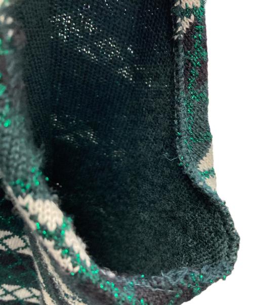 RAF SIMONS（ラフシモンズ）RAF SIMONS (ラフシモンズ) アシンメトリーラメボーダーニット グリーン×ブラック サイズ:ＸＳの古着・服飾アイテム