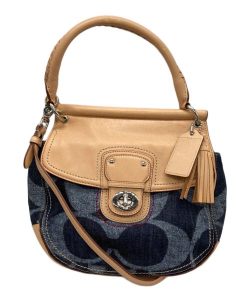 COACH（コーチ）COACH (コーチ) 2WAYバッグ インディゴ×ベージュの古着・服飾アイテム