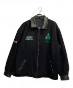 Rootsルーツ）の古着「レザー切替スタジャン」｜ブラック×ネイビー