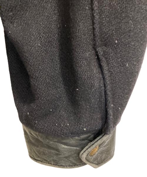 Roots（ルーツ）Roots (ルーツ) レザー切替スタジャン ブラック×ネイビー サイズ:ＸＬの古着・服飾アイテム