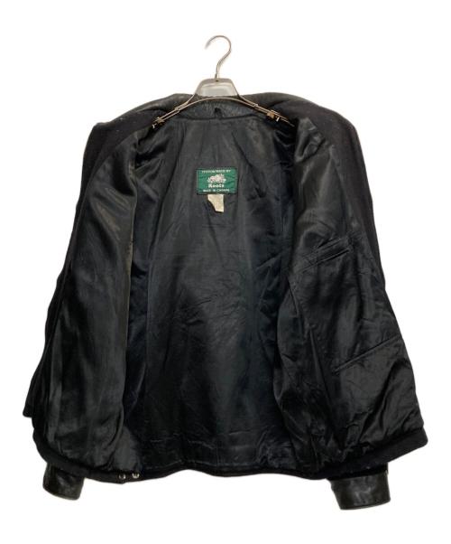 Roots（ルーツ）Roots (ルーツ) レザー切替スタジャン ブラック×ネイビー サイズ:ＸＬの古着・服飾アイテム