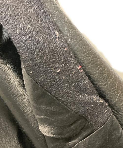 Roots（ルーツ）Roots (ルーツ) レザー切替スタジャン ブラック×ネイビー サイズ:ＸＬの古着・服飾アイテム