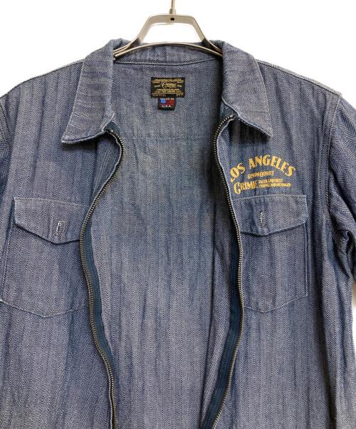THE CRIMIE（ザ クライミー）THE CRIMIE (ザ クライミー) 半袖ジップシャツ ブルー サイズ:Mの古着・服飾アイテム