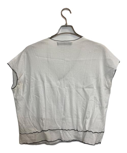 mizuiro-ind（ミズイロインド）mizuiro-ind (ミズイロインド) パイピングノースリーブブラウス ホワイト サイズ:-の古着・服飾アイテム