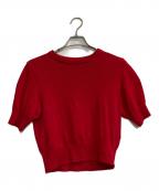 YORIヨリ）の古着「バックリボンショートスリーブニット」｜レッド