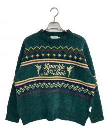 Disney SERIES CREATED by MUS（ディズニーシリーズ・クリエイテッド・バイ・エムユーエス）の古着「MD OT FAIR ISLE KN トップス / ティンク」｜グリーン