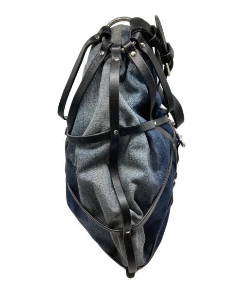 DIESEL（ディーゼル）DIESEL (ディーゼル) レザーハーネスデニムトートバッグ インディゴの古着・服飾アイテム