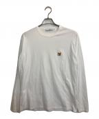 maison kitsuneメゾンキツネ）の古着「FOX HEAD PATCH REGULAR LONG-SLEEVED TEE-SHIRT/フォックスヘッドロゴ ロンT」｜ホワイト