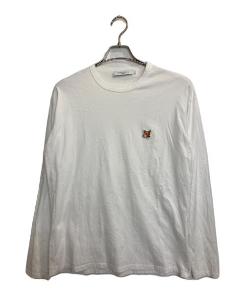 maison kitsune（メゾンキツネ）MAISON KITSUNE (メゾンキツネ) FOX HEAD PATCH REGULAR LONG-SLEEVED TEE-SHIRT/フォックスヘッドロゴ ロンT ホワイト サイズ:Sの古着・服飾アイテム