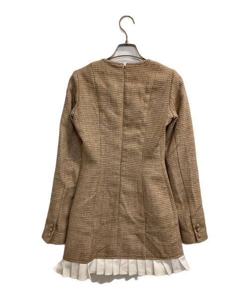 darich（ダーリッチ）Darich (ダーリッチ) プリーツドッキングツイードミニワンピース ベージュ サイズ:FREE-Lの古着・服飾アイテム