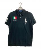 POLO RALPH LAURENポロ・ラルフローレン）の古着「ビッグワッペンポロシャツ」｜ブラック
