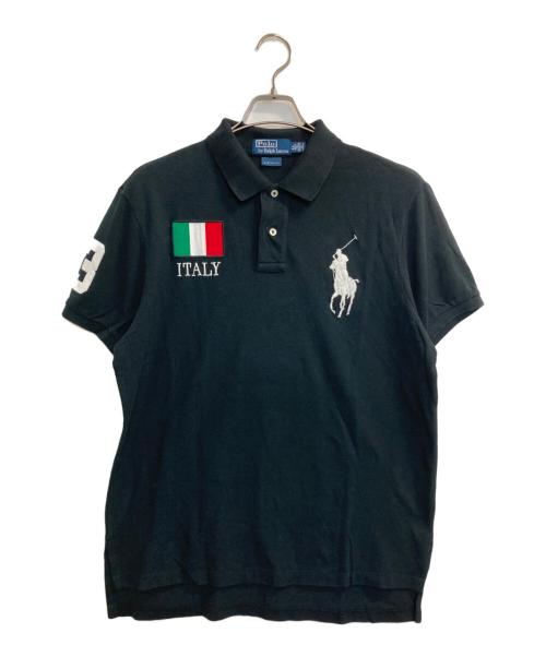 POLO RALPH LAUREN（ポロ・ラルフローレン）POLO RALPH LAUREN (ポロ・ラルフローレン) ビッグワッペンポロシャツ ブラック サイズ:ＬＬの古着・服飾アイテム