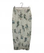 Ameriアメリ）の古着「NEON FLOWER I LINE SKIRT」｜グリーン×アイボリー